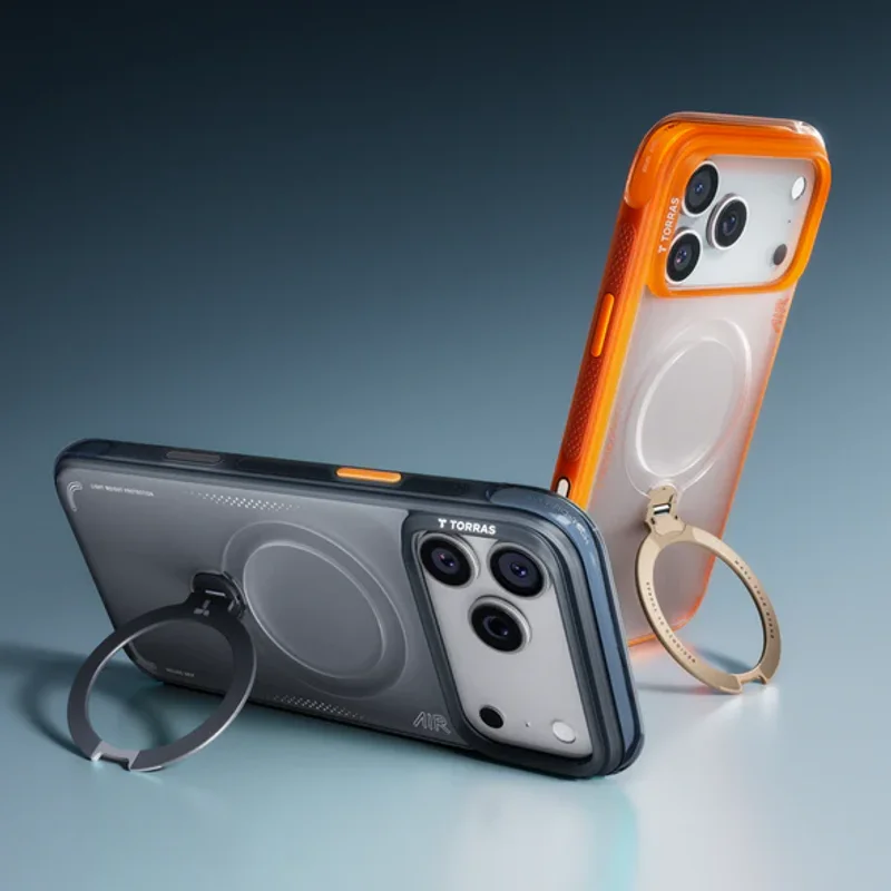 TORRAS-iPhone 17系列-Ostand Spin Air 相機按鍵旋轉支架氣囊防摔手機殼 - 3