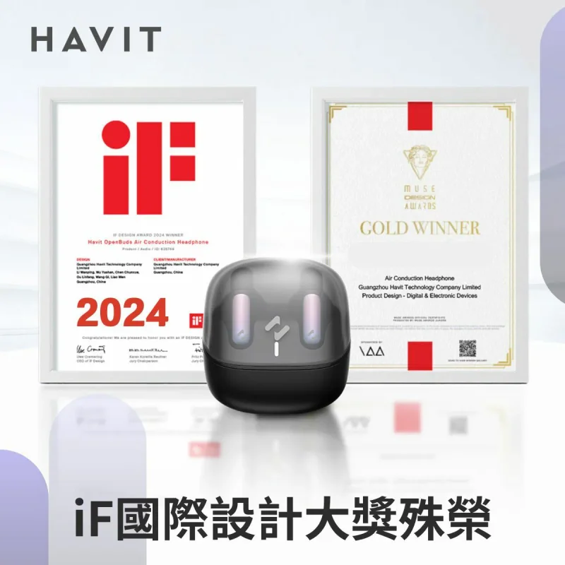 HAVIT 真無線開放式藍芽耳機 - 1