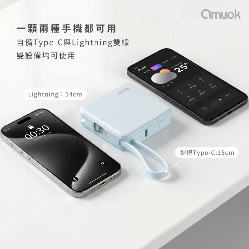 【amuok】Cube迷你雙線行動電源 5000mAh - 7
