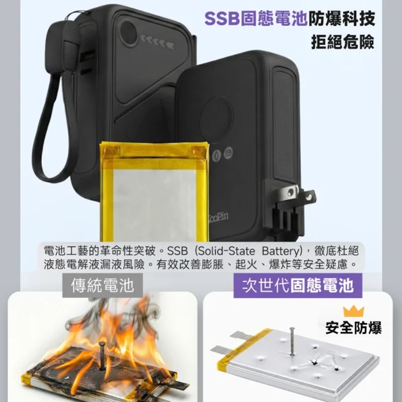 KooPin X3 SSB 安全防爆固態電池無線快充行動電源 10000mAh【台灣製造】 - 5