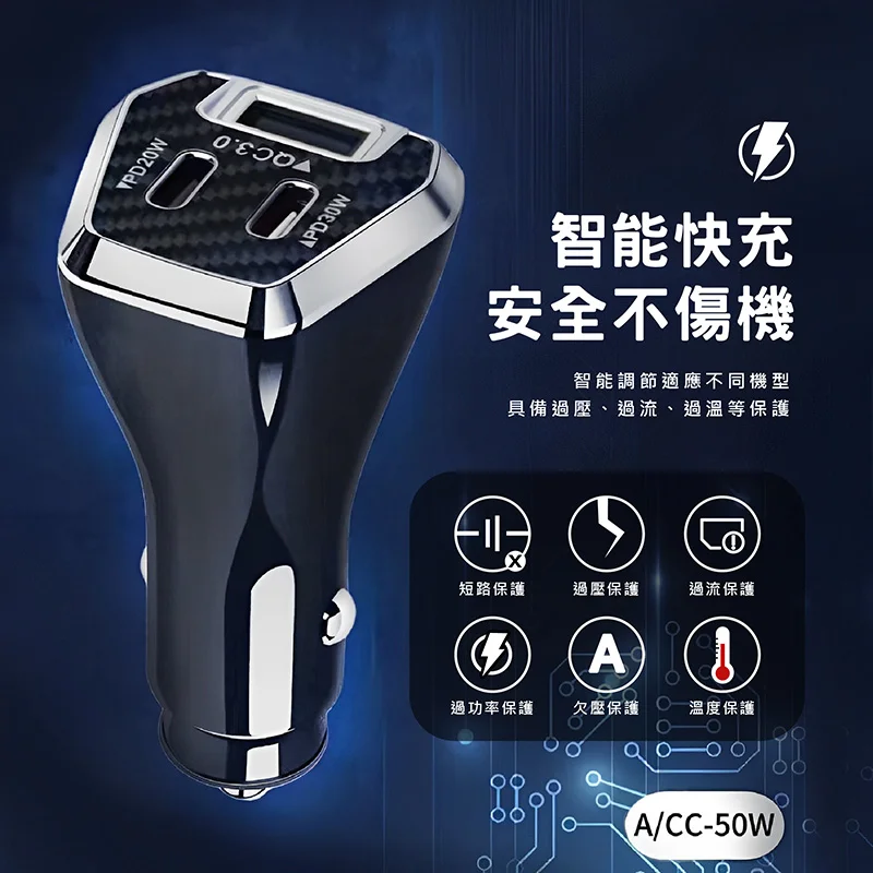 CITY BOSS A/CC-50W 50W 三孔智能車用充電器 - 5