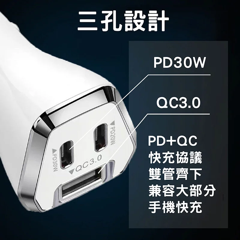 CITY BOSS A/CC-50W 50W 三孔智能車用充電器 商品特色