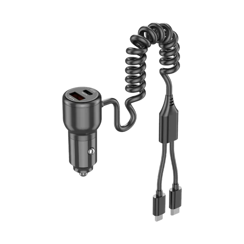 【Vyvylabs】66W閃充雙路彈簧快充車載充電器 USB+Type-C孔 - 1
