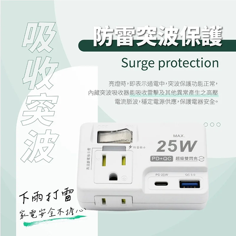 安全達人 25W PD+QC氮化鉀雙快充壁插 商品特色
