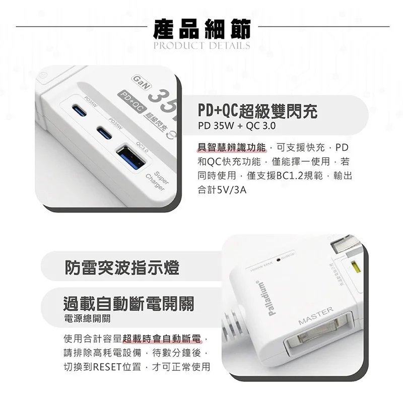 Palladium K-103PAL 35W 氮化鎵延長線 商品特色
