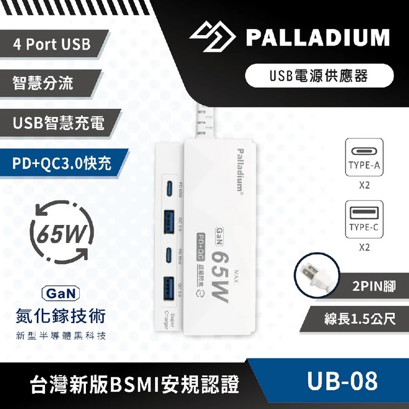 Palladium 65W氮化鎵USB閃充延長線 商品特色