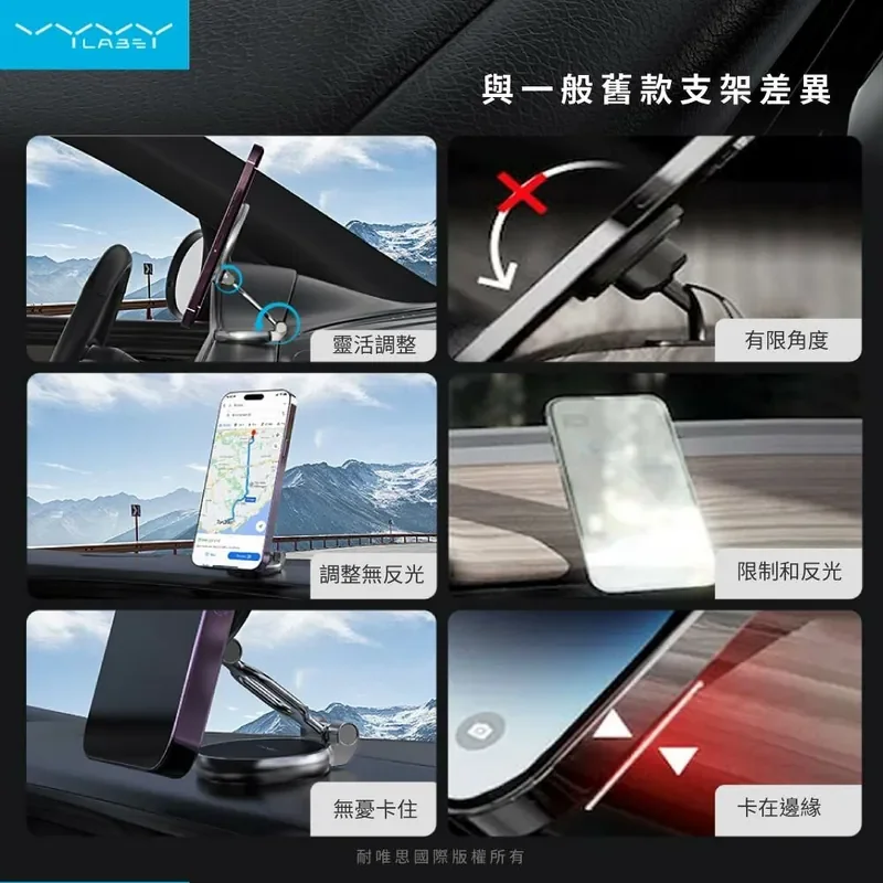 【Vyvylabs】Z01 360°旋轉磁吸摺疊車載支架 - 8