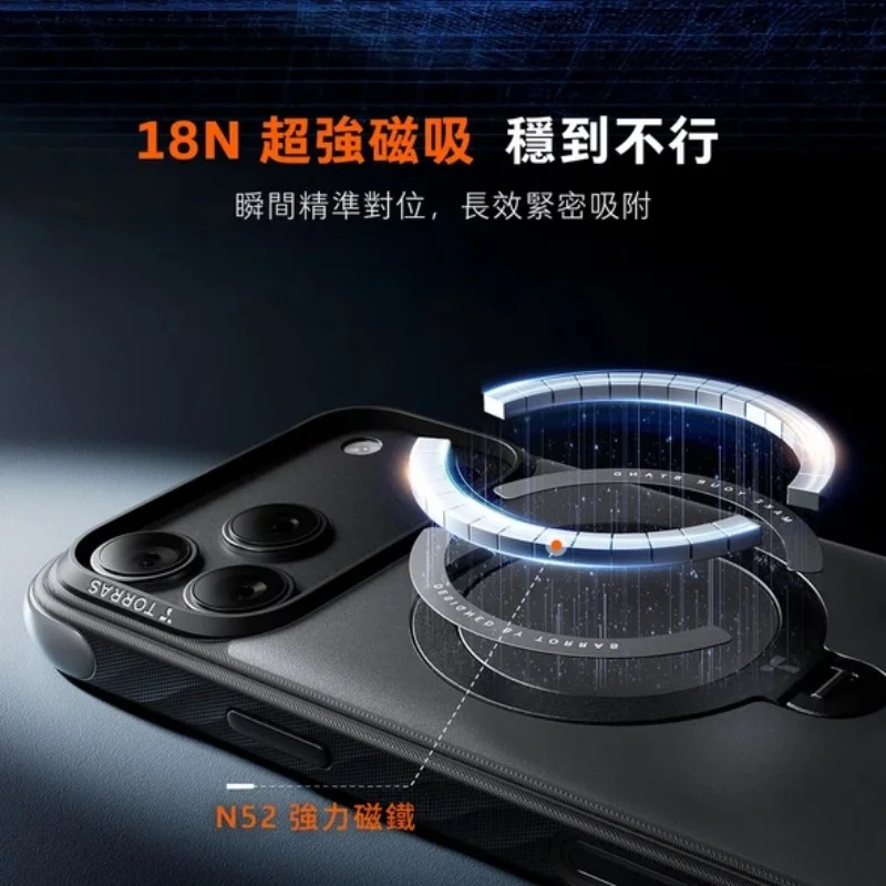 TORRAS-Ostand Q3 Rugg 撞色四象限 旋轉支架手機殼 iPhone 18 Pro 系列 - 7