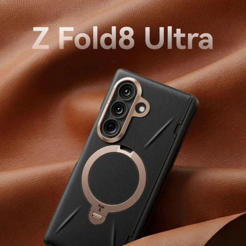 TORRAS-Samsung Galaxy Z Fold8 Ultra-Ostand Q3 VegSkin MagSafe 支架皮革防摔手機殼  - 1