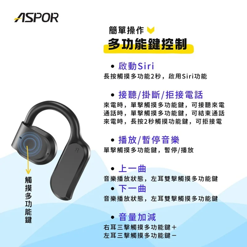 Aspor-A627 開放式耳掛藍牙耳機 - 2